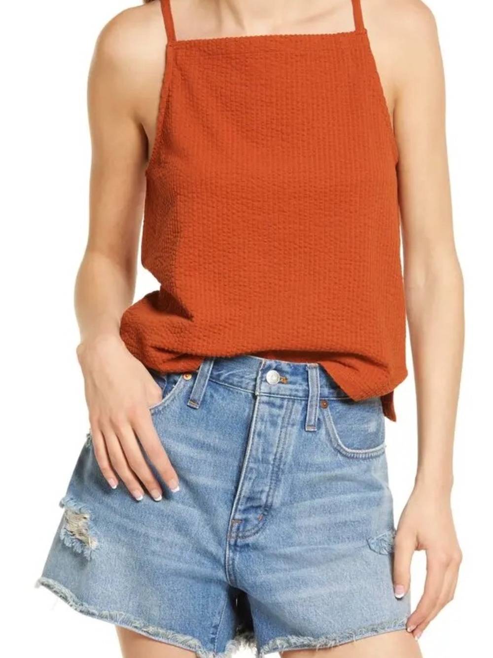 Madewell Seersucker Apron Tank NWT
